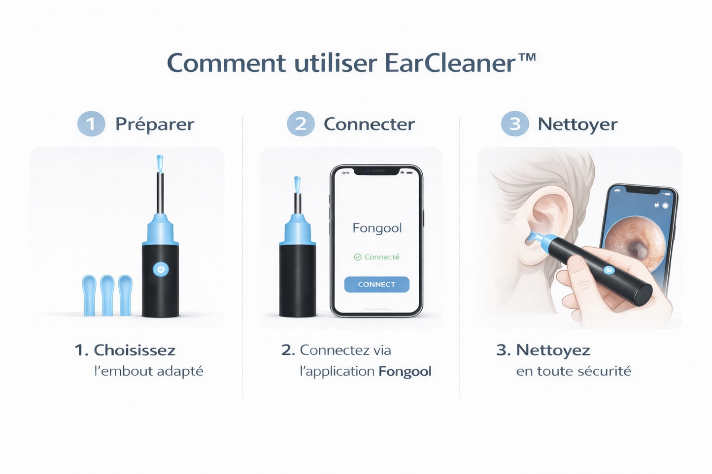EarCleaner™ | Kits d'extraction des bouchons de cérumen avec caméra
