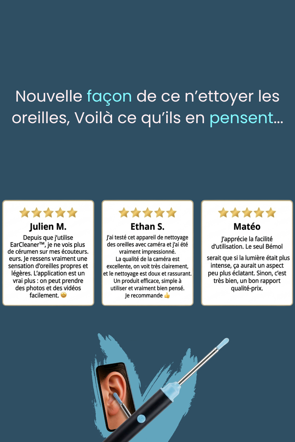 EarCleaner™ | Kits d'extraction des bouchons de cérumen avec caméra